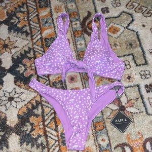 NWT Zaful Lilac Tie Front Bikini